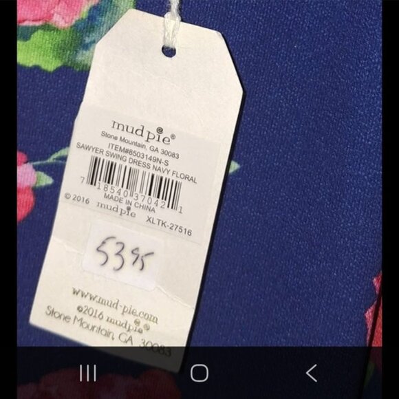 NWT Mud Pie Sawyer Swing Dress Navy Floral Sleeveless S Polyester Womens Casual - Picture 8 of 10